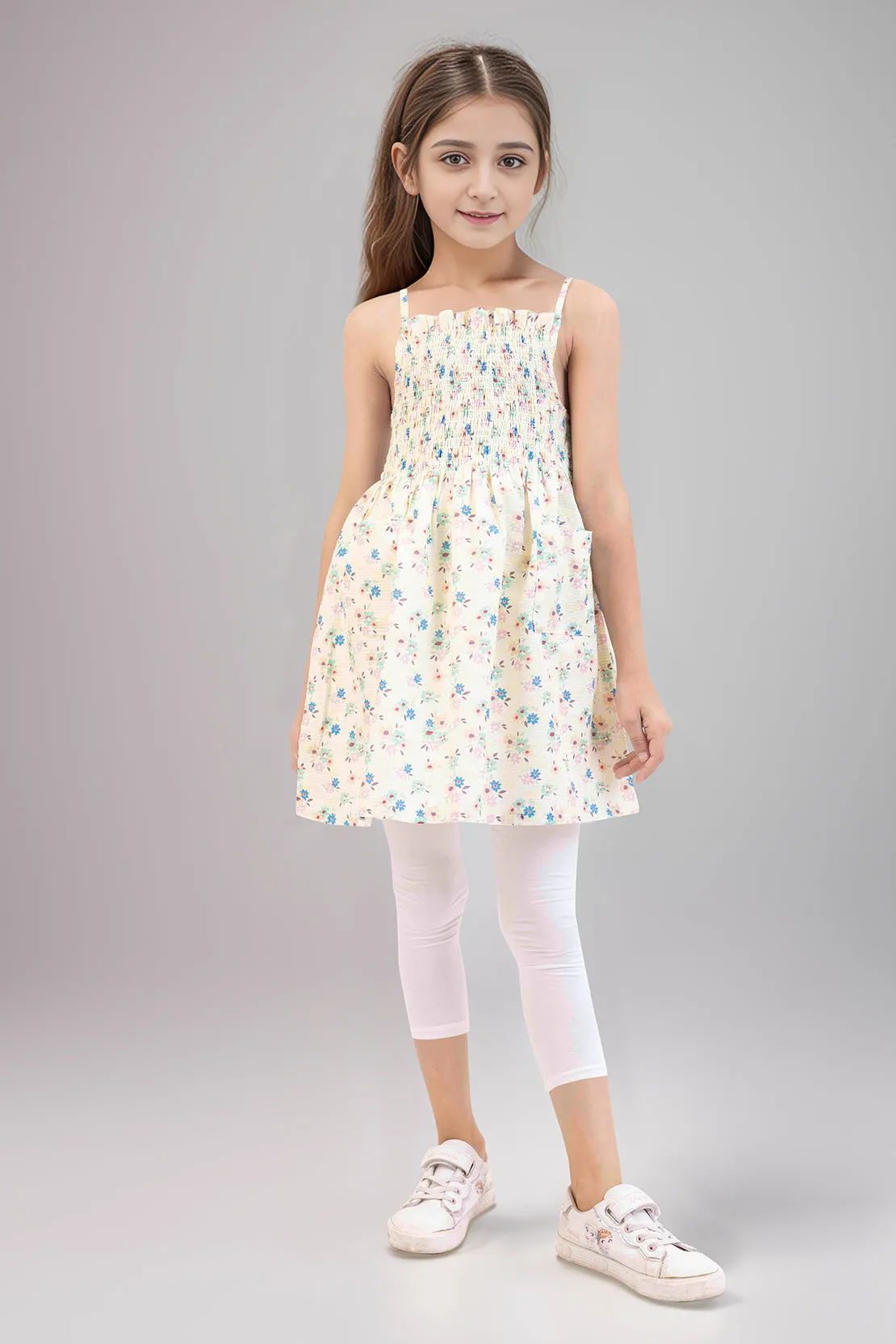 Cotton Dobby Stitched Printed Smock Frock