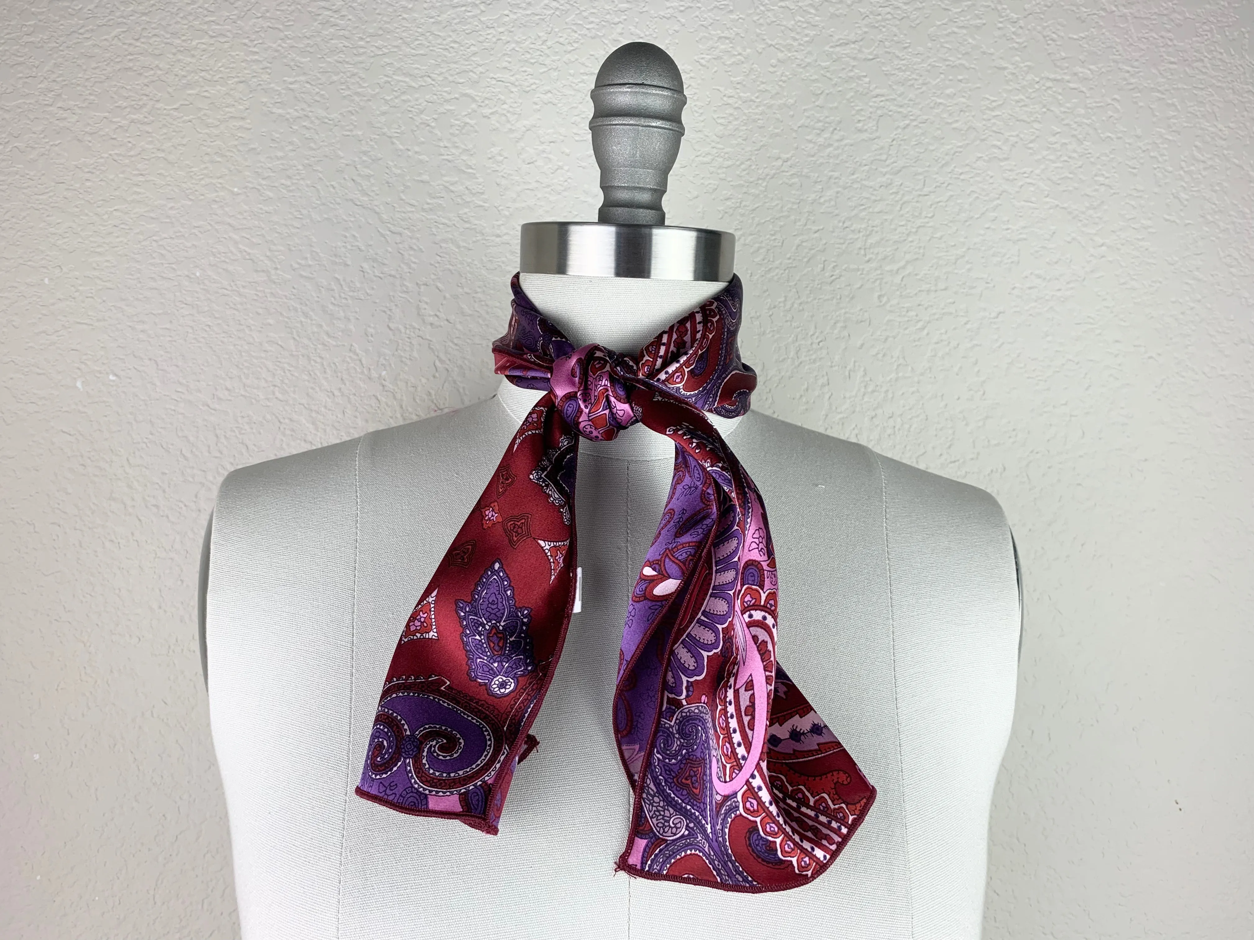 CR Purple and Pink Paisley Silk Scarf