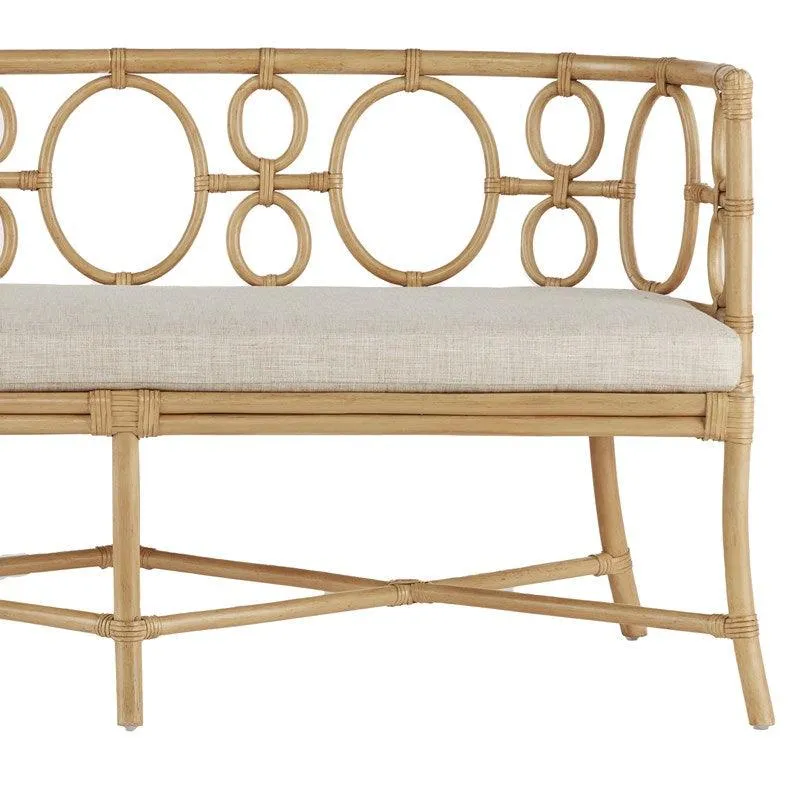 Curved Circular Shapes Rattan Bench