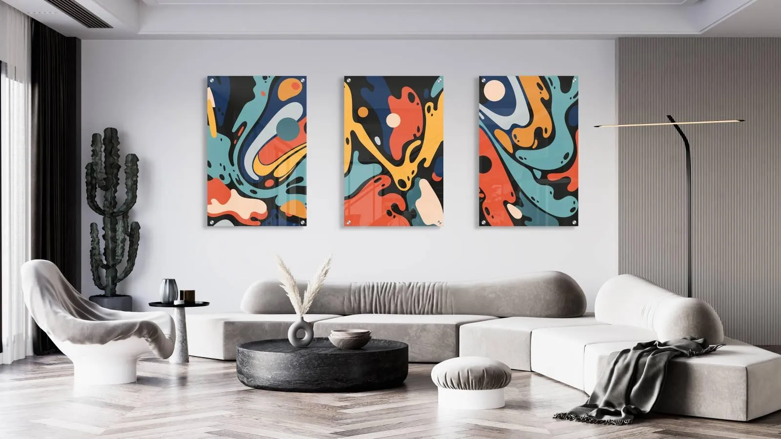 Dark Abstract Art Set of 3 Prints Modern Wall Art Modern Artwork