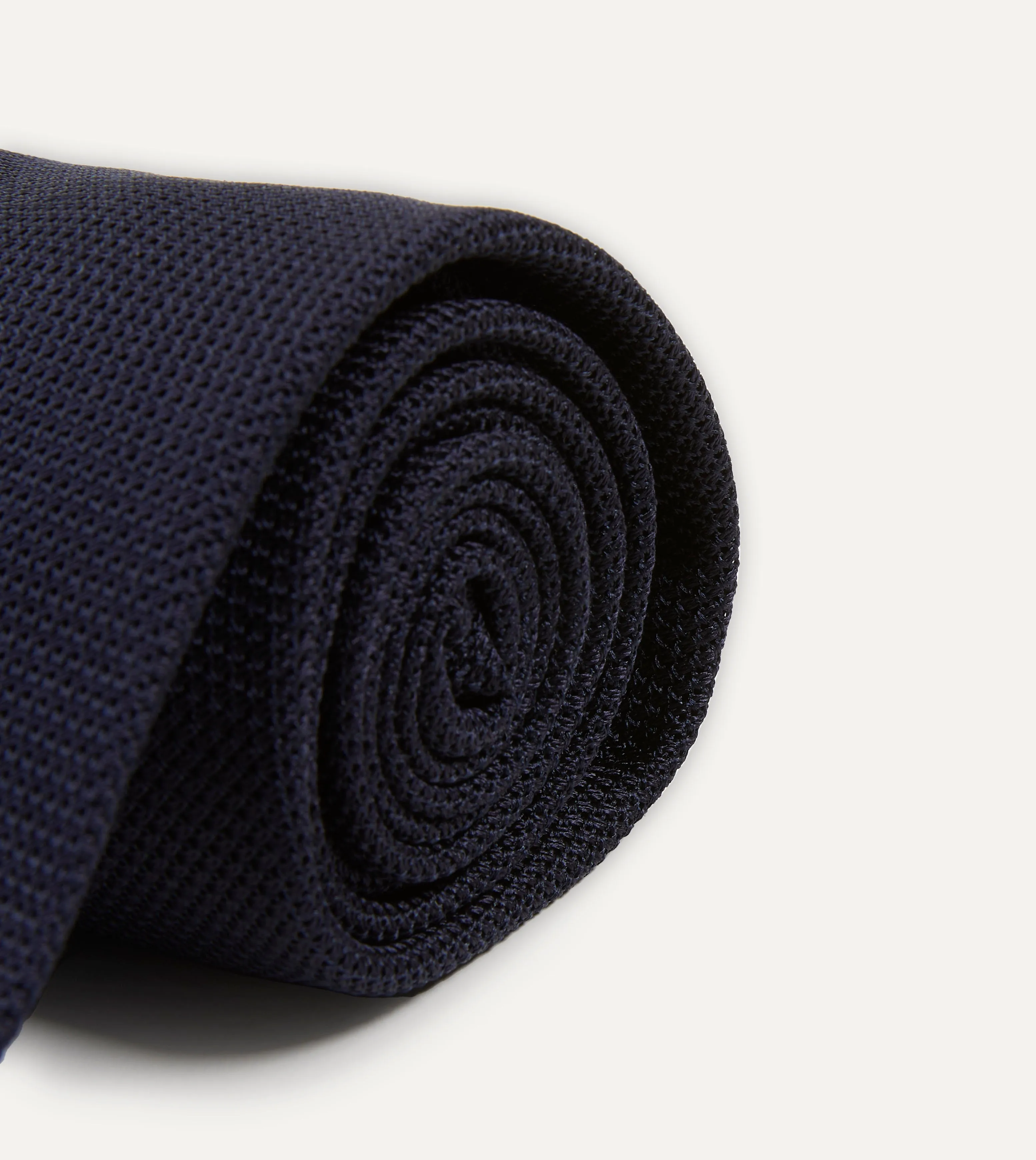 Dark Navy Fine Woven Grenadine Silk Hand Rolled Tie