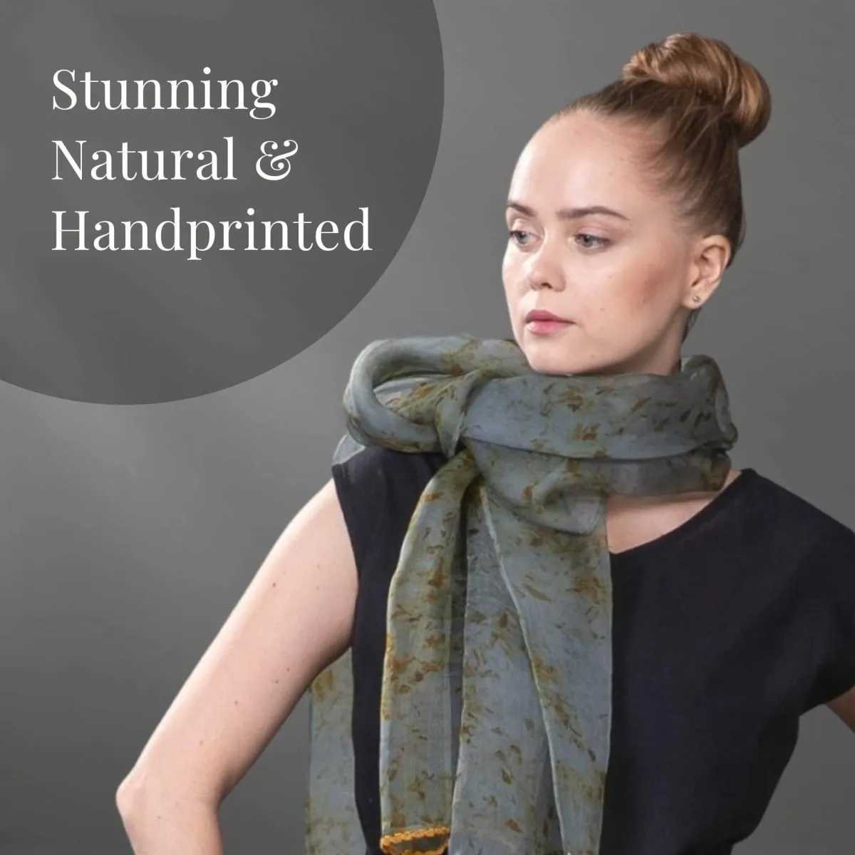 Dark Ocean Marigold Handmade Organza Silk Natural Dyed Long Scarf/ Stole