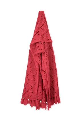 Diamond Ajour Knitted Scarf  - Fluo Pink