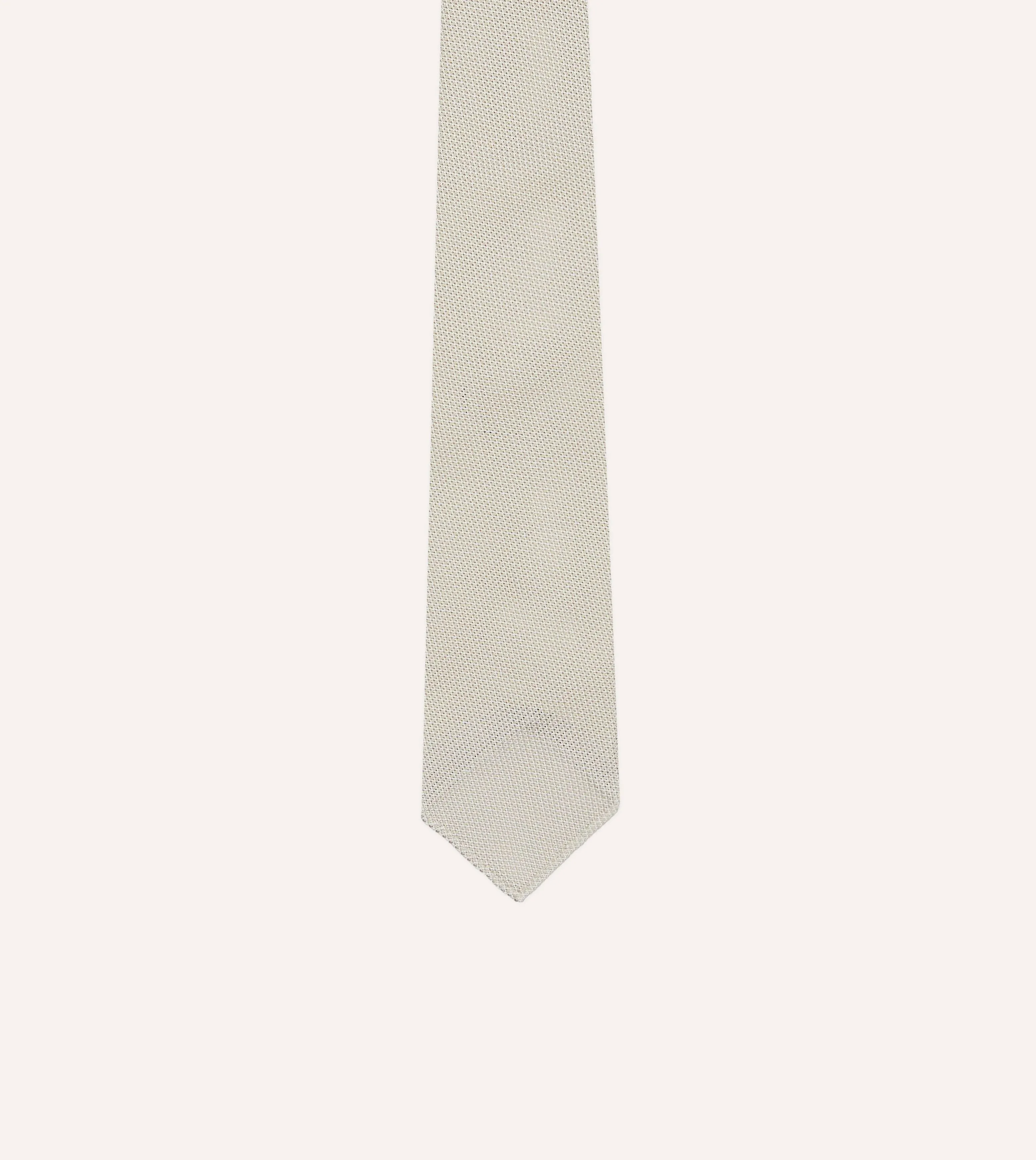 Ecru Fine Woven Grenadine Silk Hand Rolled Tie