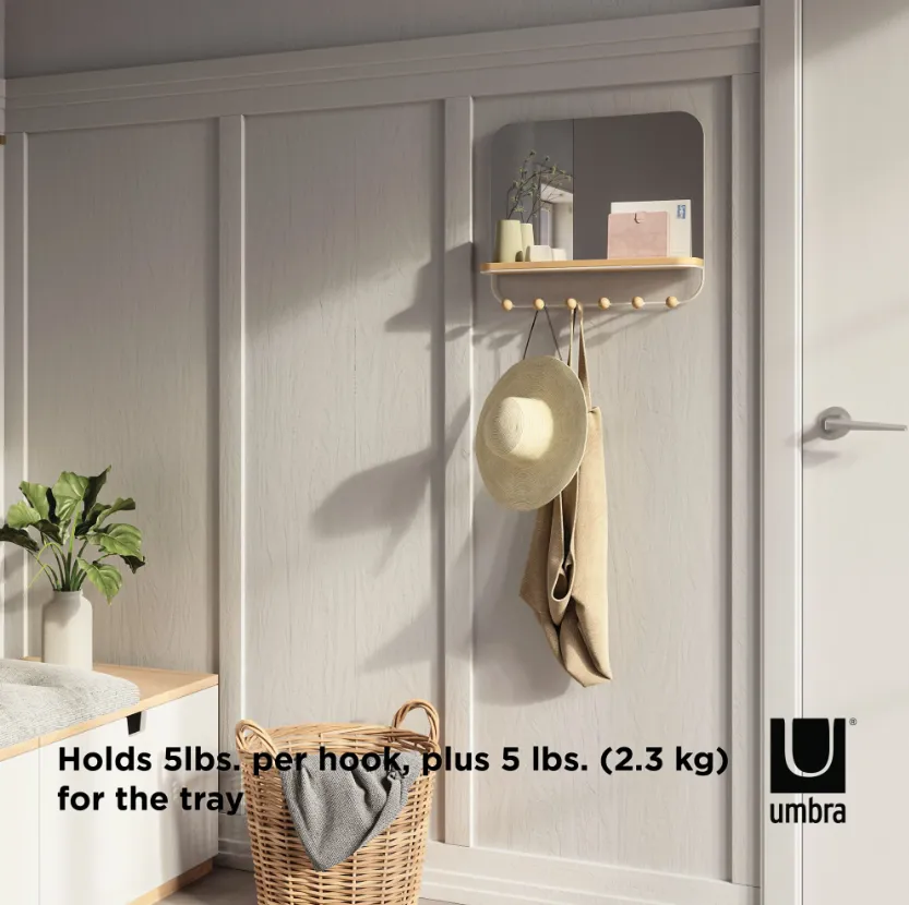 ESTIQUE MIRROR WITH HOOKS