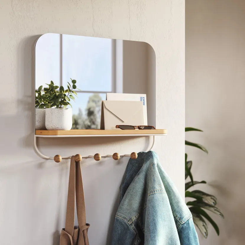 ESTIQUE MIRROR WITH HOOKS