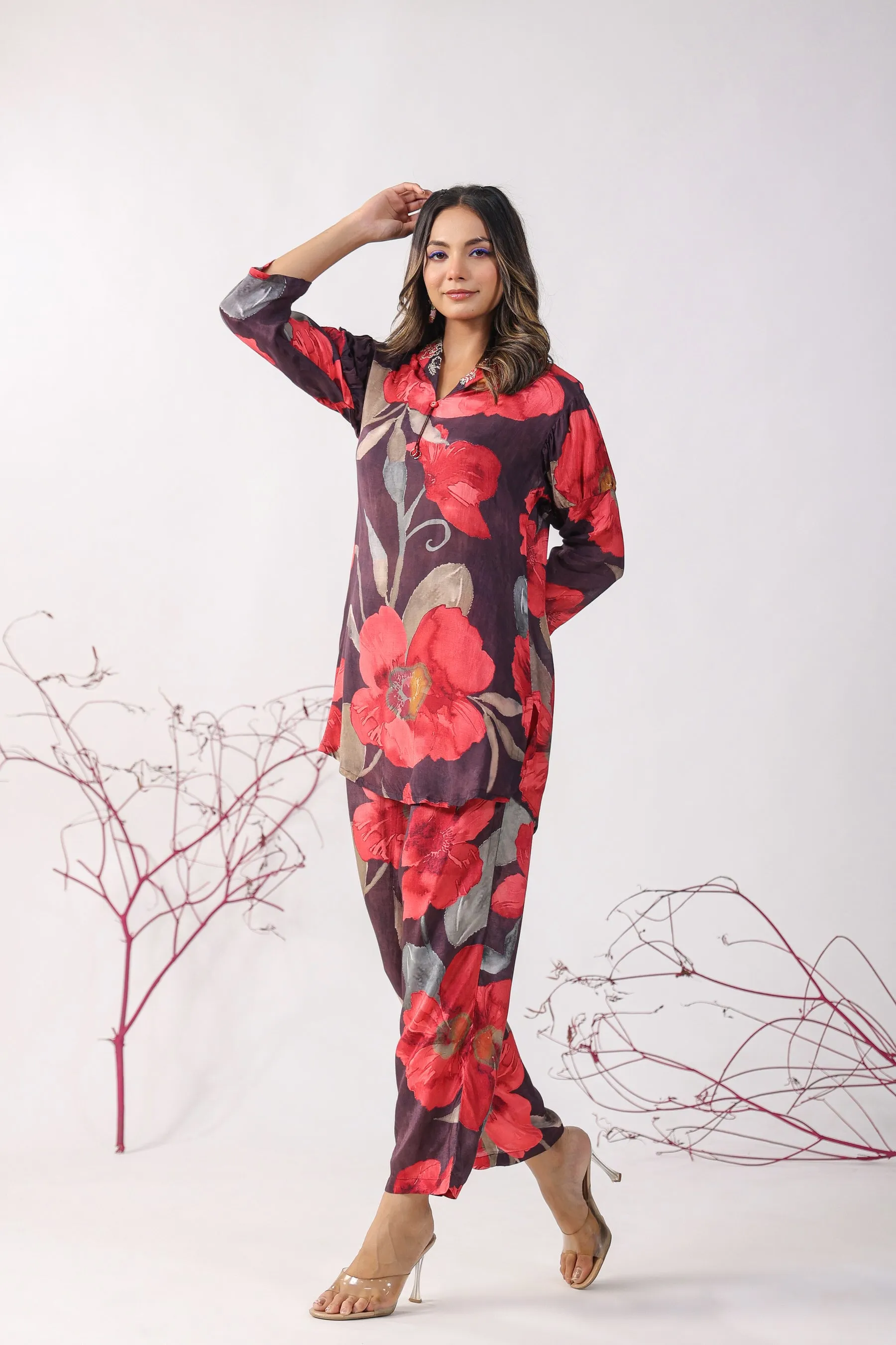 Flower Bloom Muslin Silk Co-ord Set