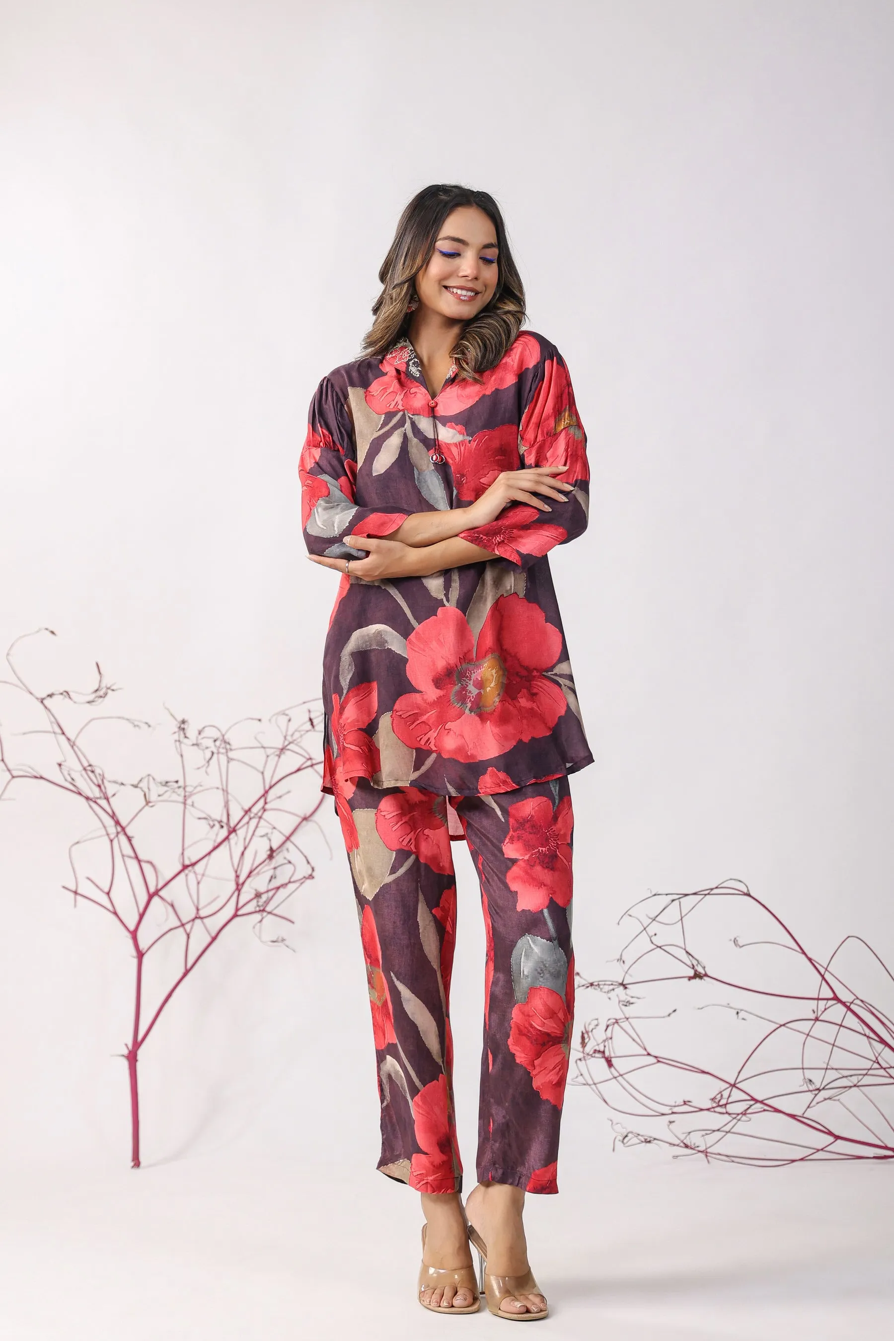 Flower Bloom Muslin Silk Co-ord Set