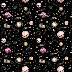 FS1016 Planets Cotton Fabric Black