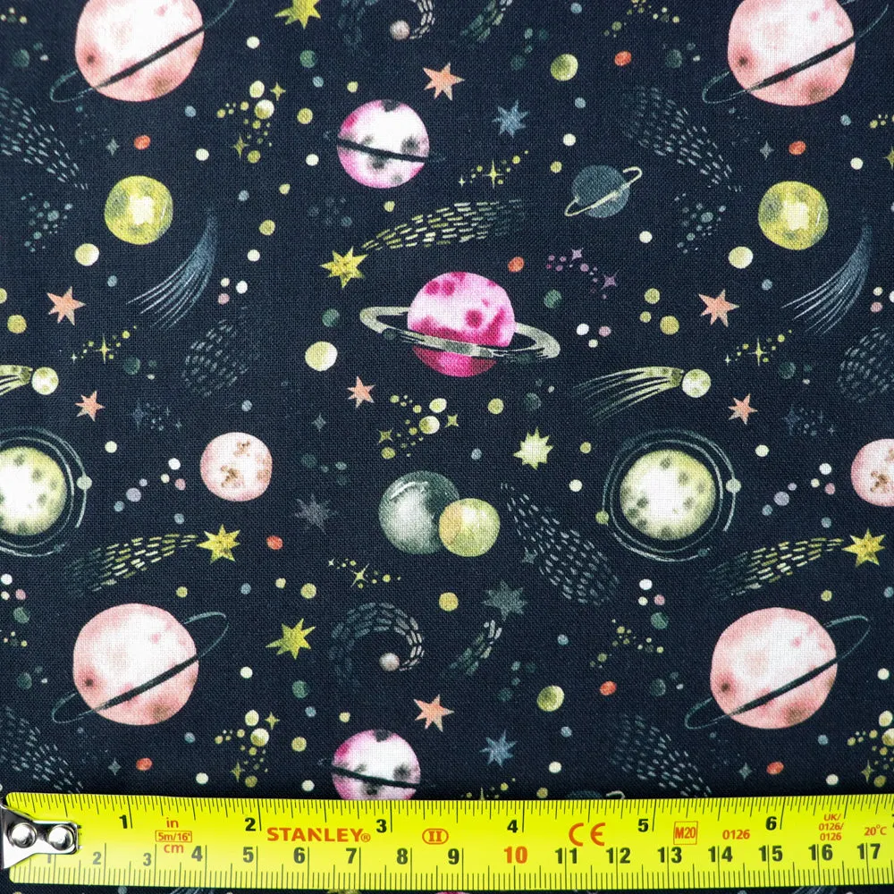 FS1016 Planets Cotton Fabric Black