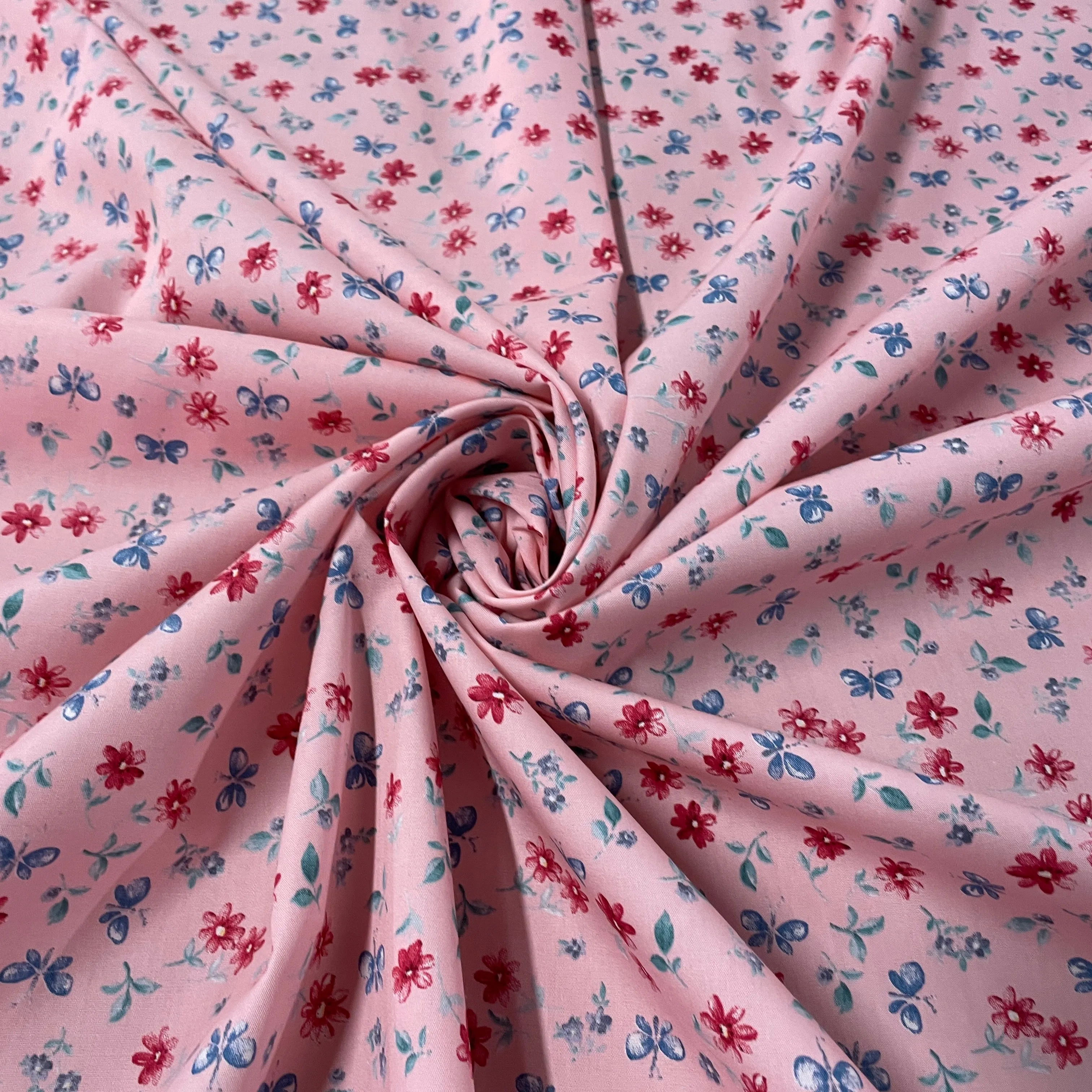 FS854_3 Pink Small Floral Cotton Poplin