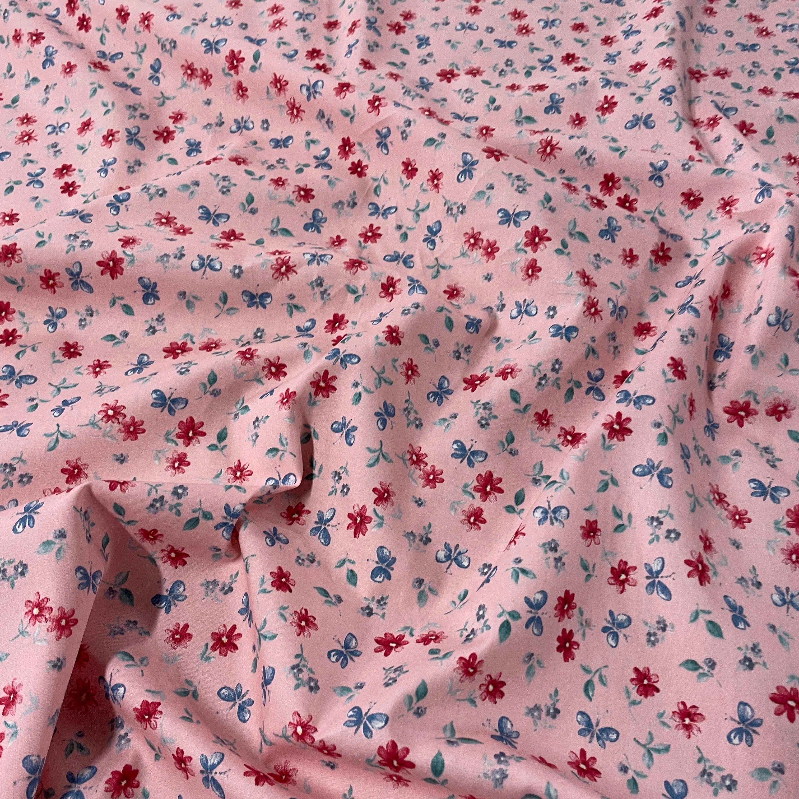 FS854_3 Pink Small Floral Cotton Poplin