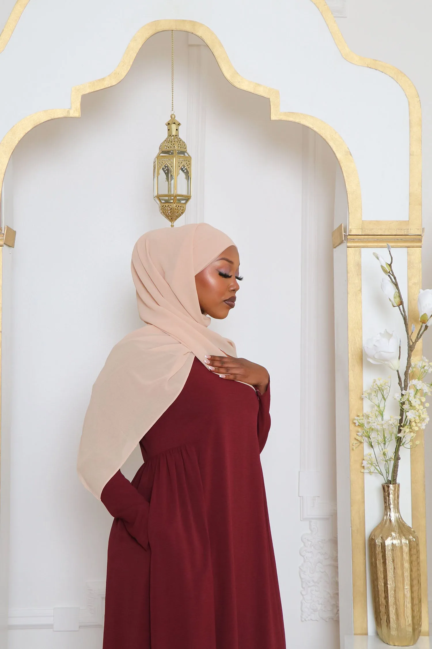 Gia Linen Abaya- Mahogany