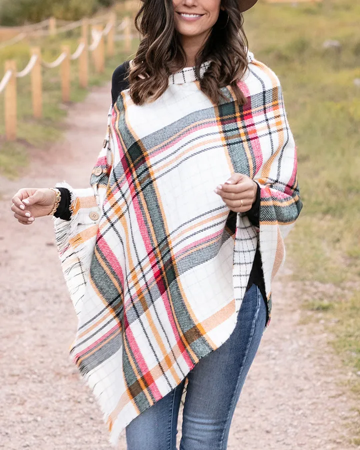 Grace & Lace Reversible Button Scarf/Poncho