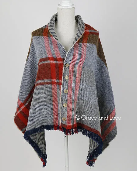 Grace & Lace Reversible Button Scarf/Poncho