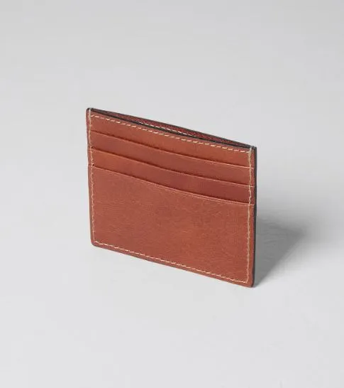 Grained Calfskin Mini Card Case | Brown