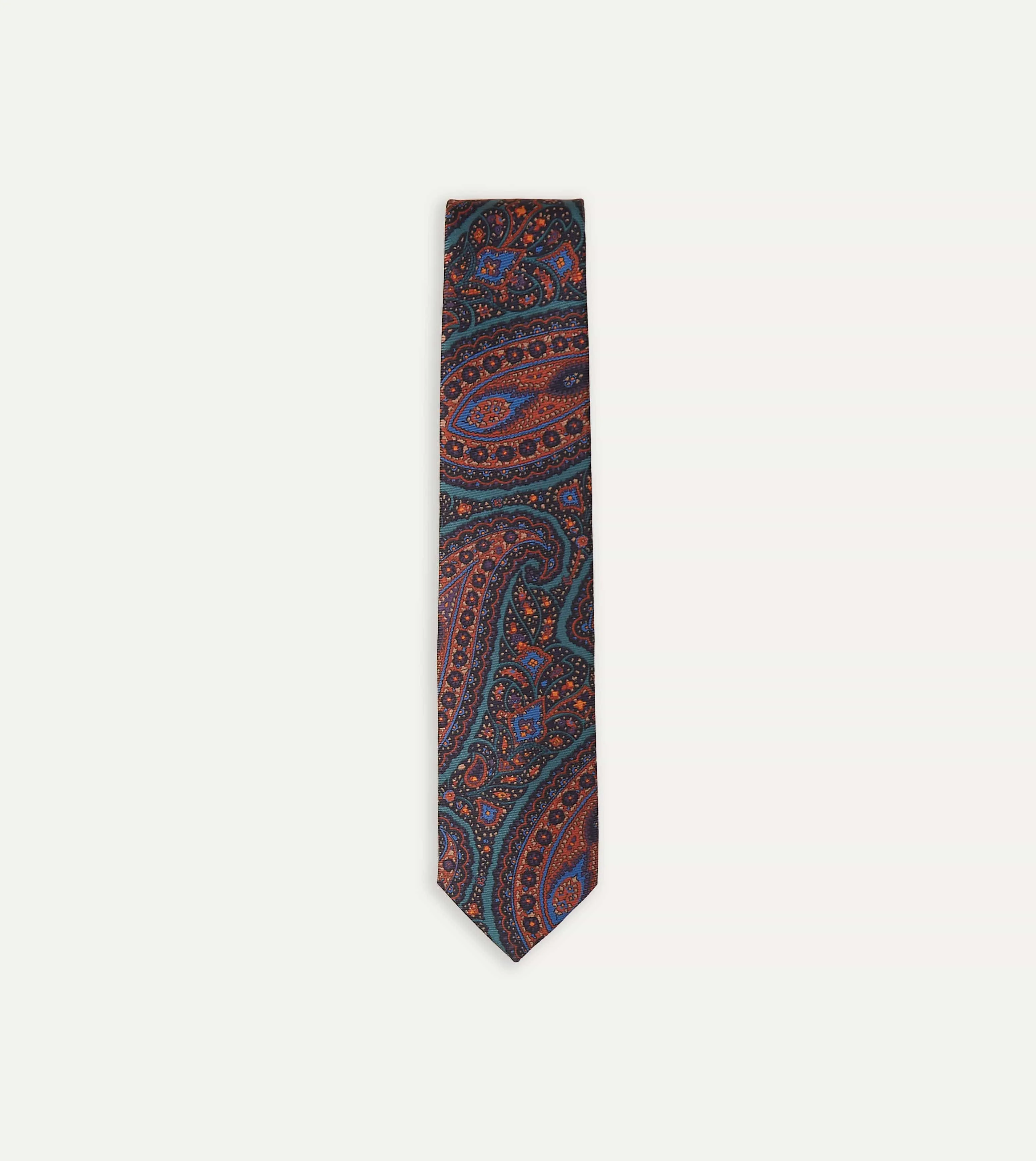 Green Big Paisley Print 40oz Madder Silk Tie