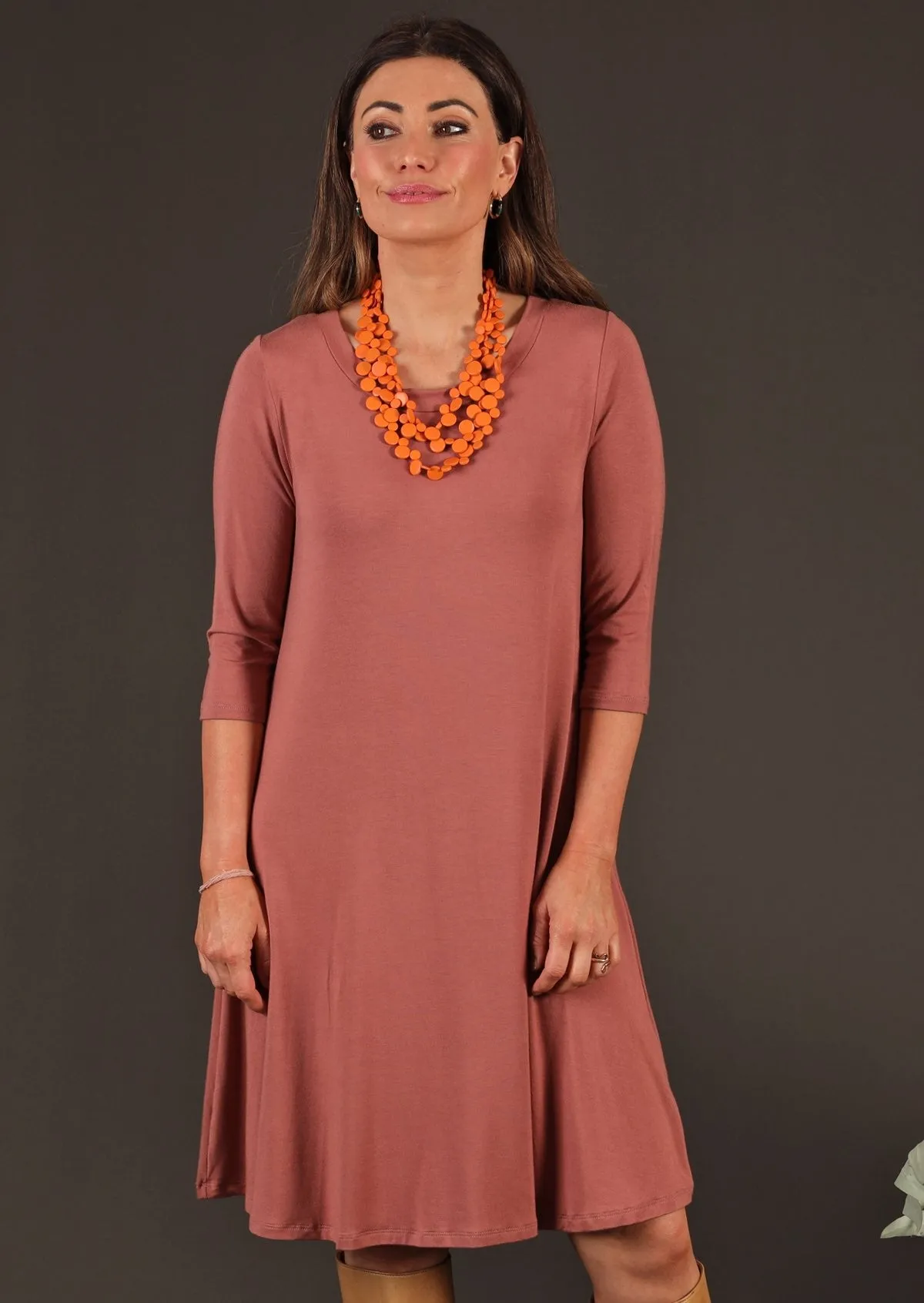 Half Sleeve Jersey Dress Dusty Rose