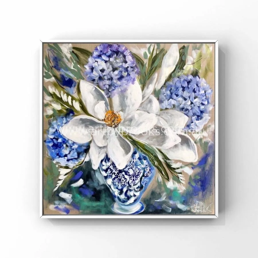 Hampton’s grandiflora    - Original on Belgian linen 90x90cm