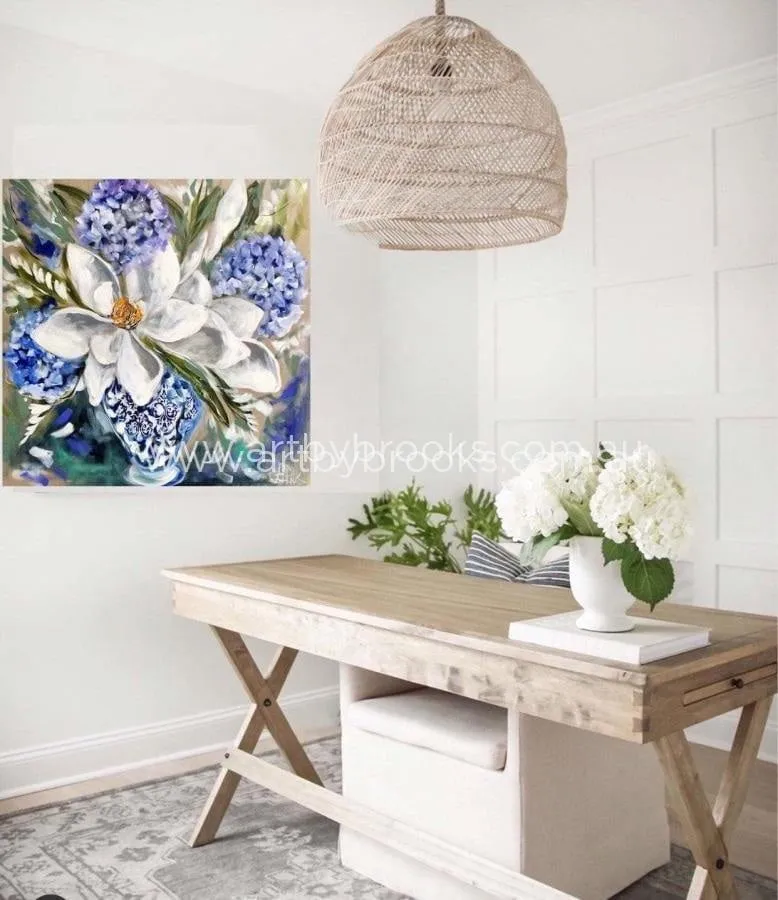 Hampton’s grandiflora    - Original on Belgian linen 90x90cm