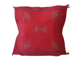 Handmade Moroccan Cushion Cover – Sabra Silk Pillow – Mizan - Red