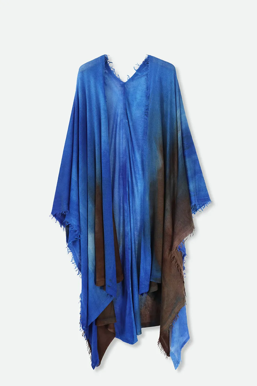 HANDPAINTED CASHMERE CARDIGAN IN COBALT BLUE