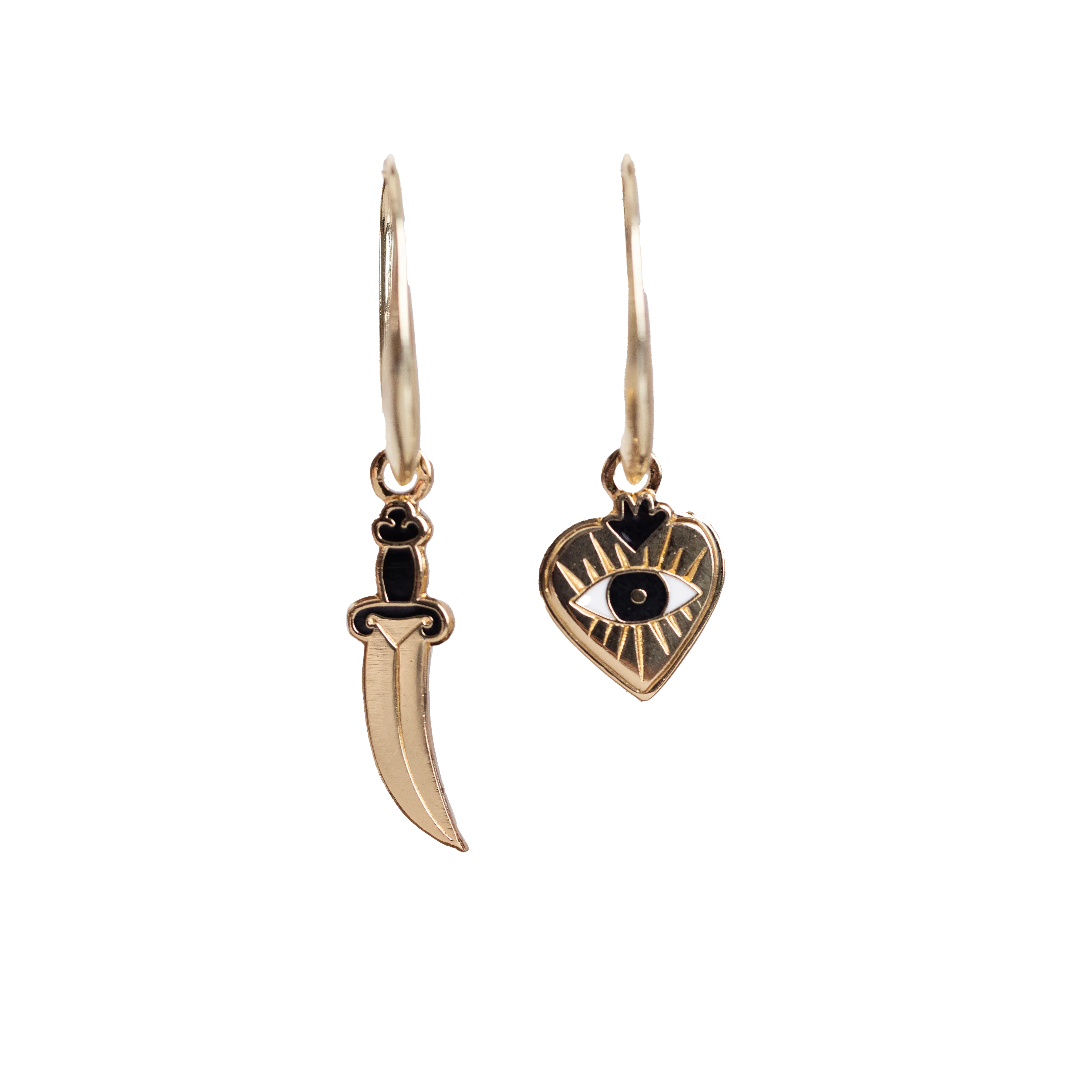 Heart & Dagger Drop Earrings