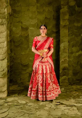 Heṇṇu (ಹೆಣ್ಣು) Lehenga in Crimson Red