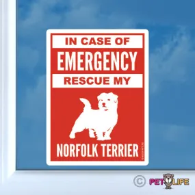 In Case of Emergency Rescue My Norfolk Terrier Sticker