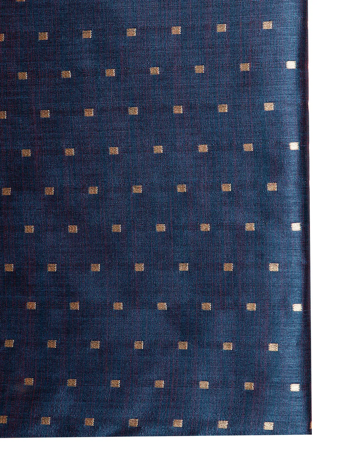 Jari Embroidery Blue And Gold Silk Blend Fabric