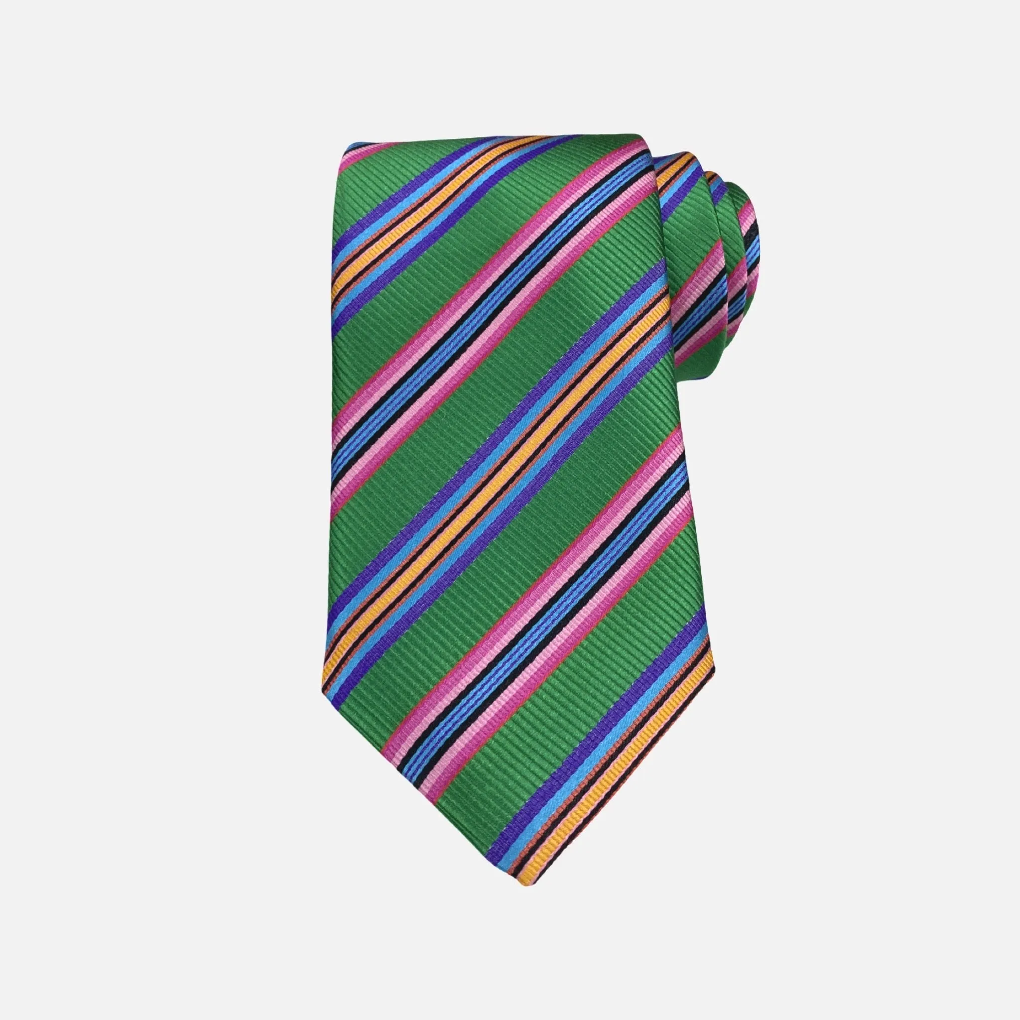 JZ Richards Apple Green Striped Silk Tie