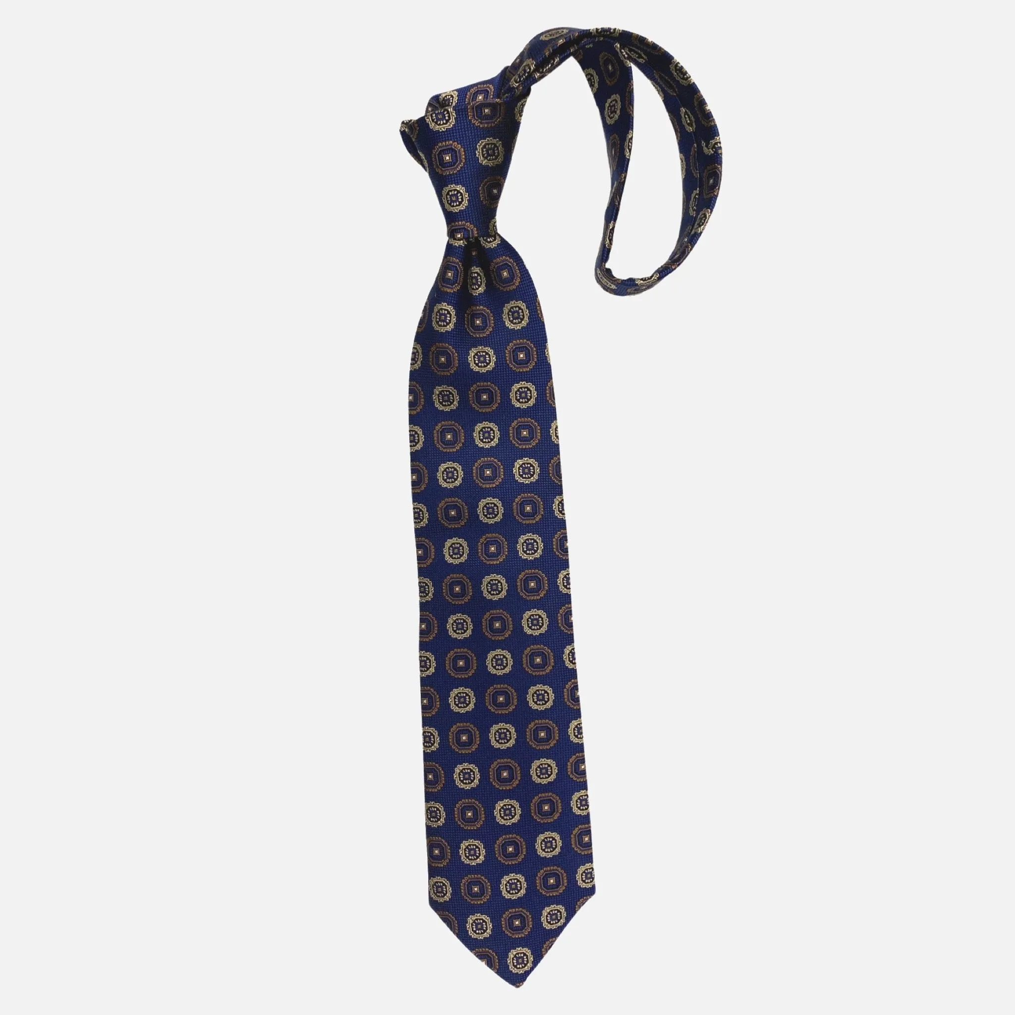 JZ Richards Blue Medallion Silk Tie  - Handmade in the USA