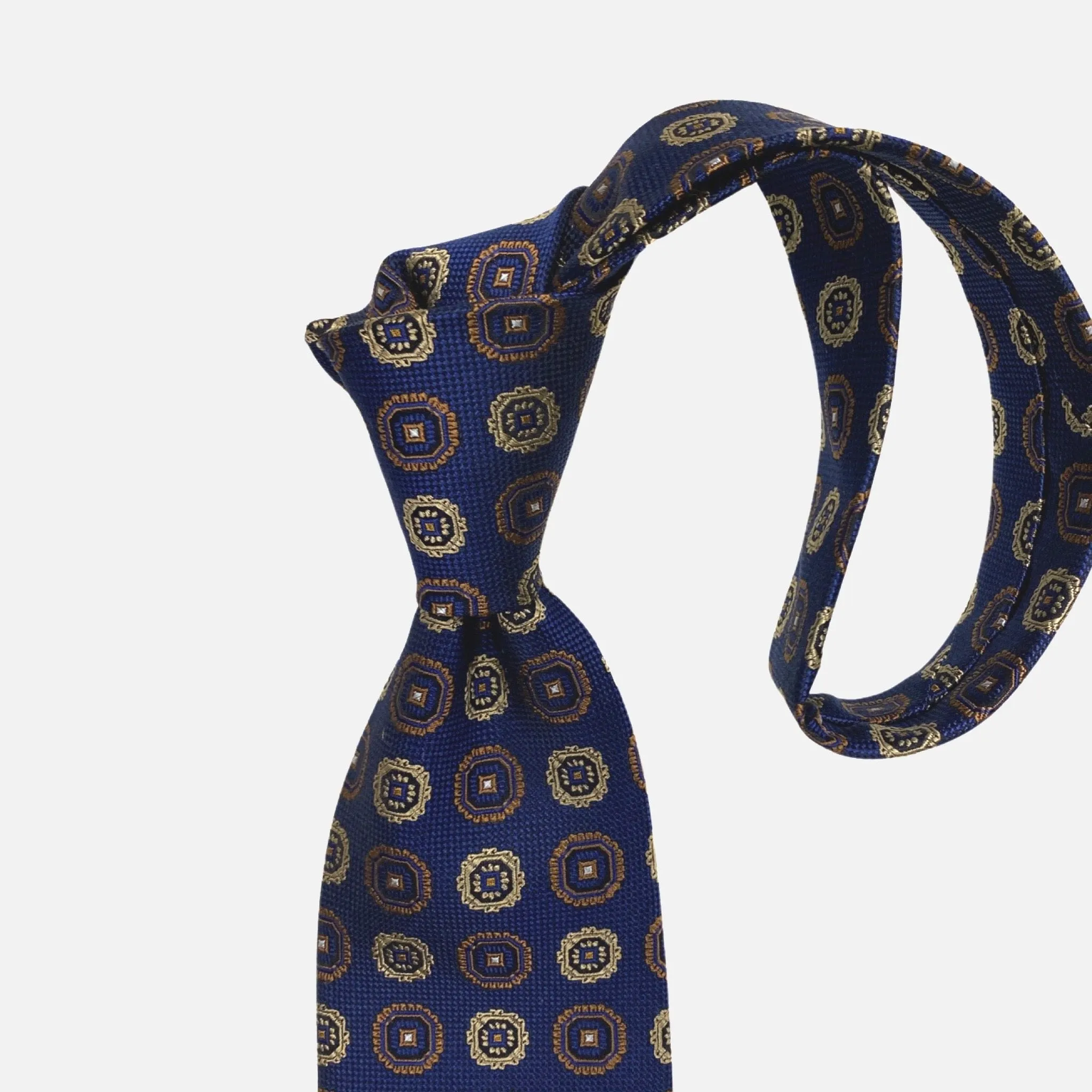 JZ Richards Blue Medallion Silk Tie  - Handmade in the USA