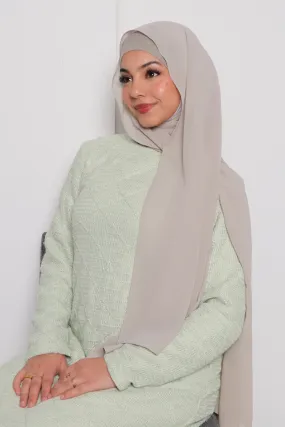 Laila Matching Chiffon Hijab Set- Mint Gray