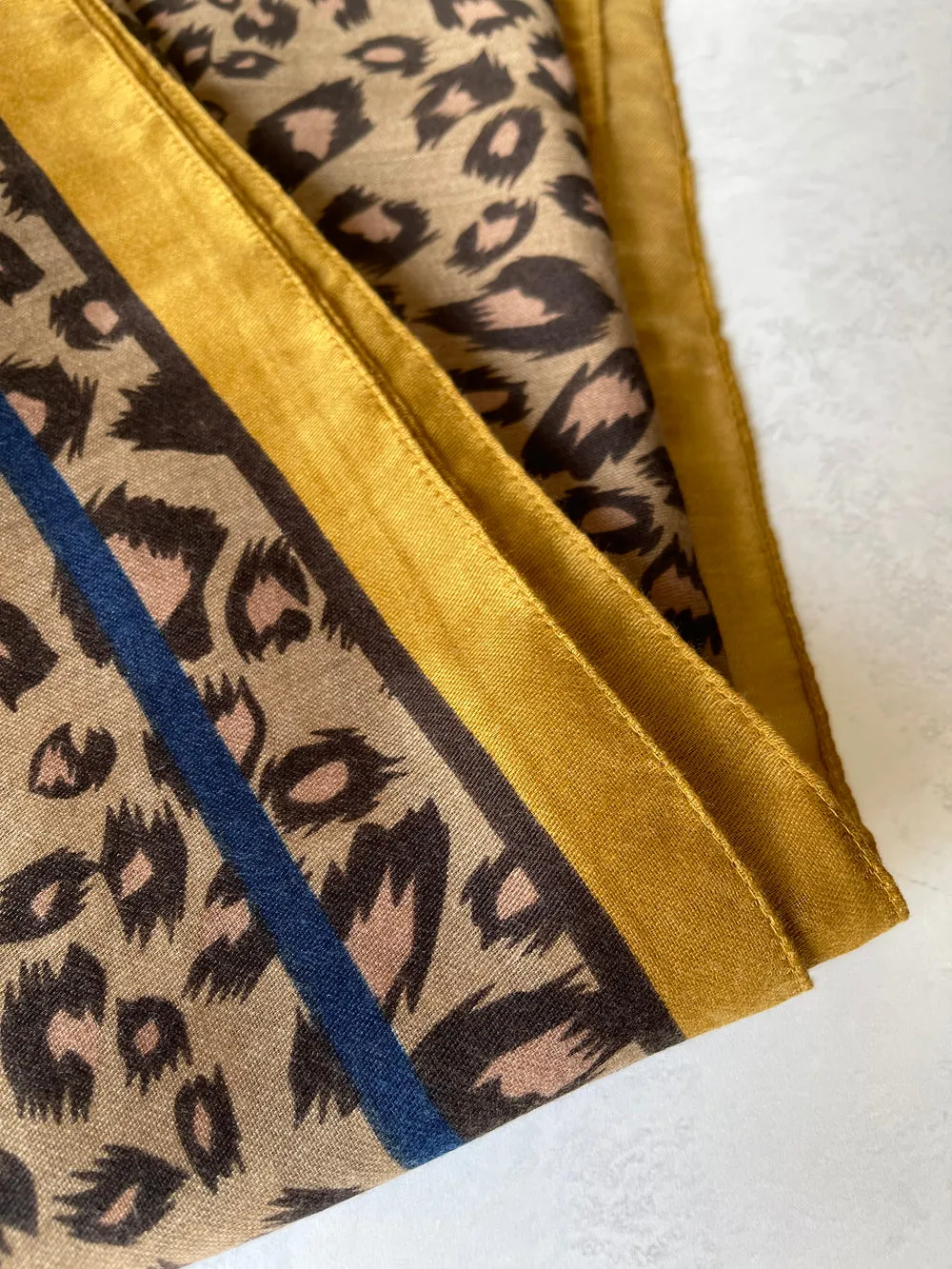 LARGE MUSTARD YELLOW STRIPE LEOPARD PRINT SCARF