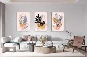 Leaves Pattern Set of 3 Prints Modern Wall Art Modern Artwork