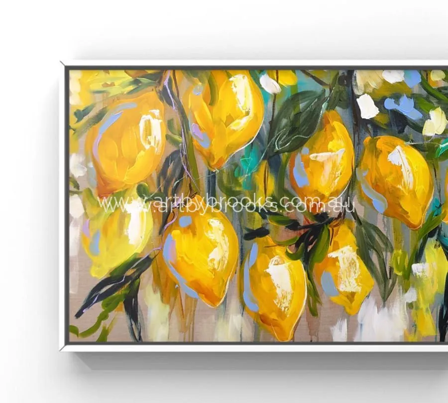 Lemon tree lane  -Original On Belgian linen  75x150 Cm