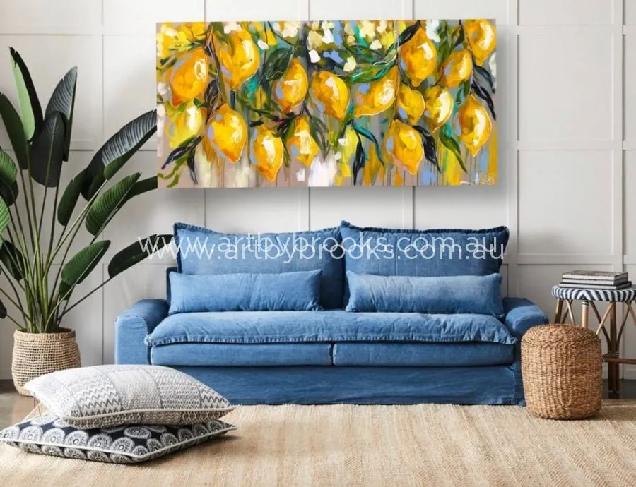 Lemon tree lane  -Original On Belgian linen  75x150 Cm