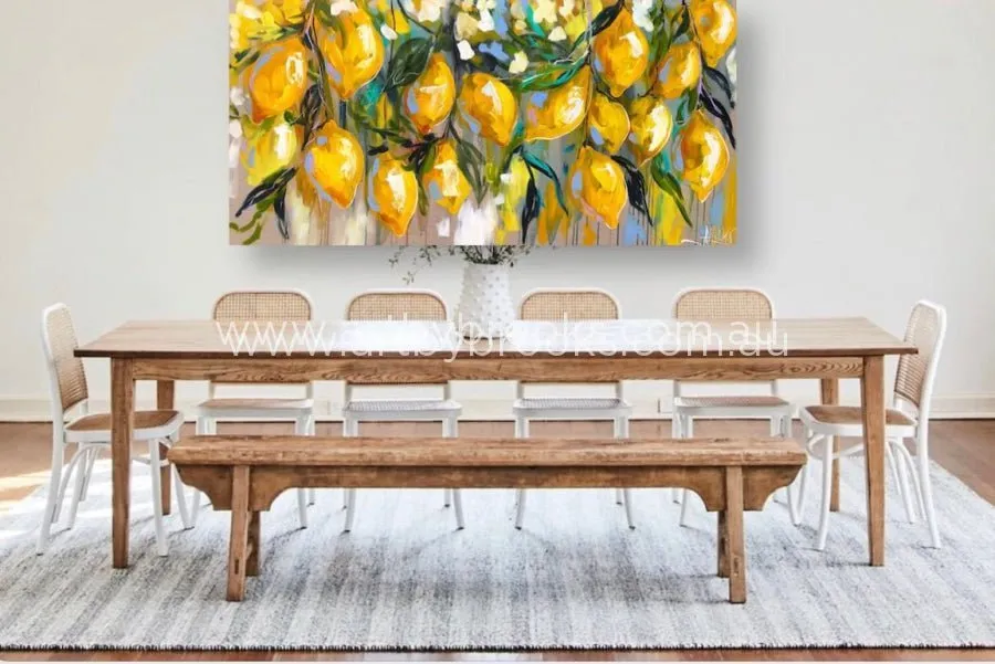 Lemon tree lane  -Original On Belgian linen  75x150 Cm