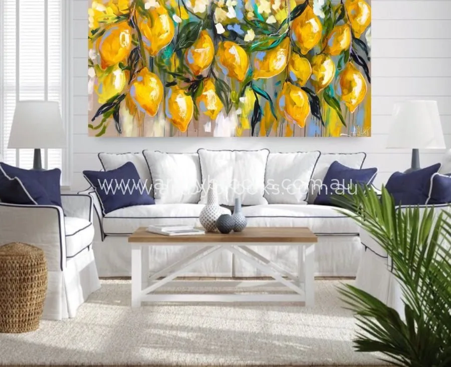 Lemon tree lane  -Original On Belgian linen  75x150 Cm