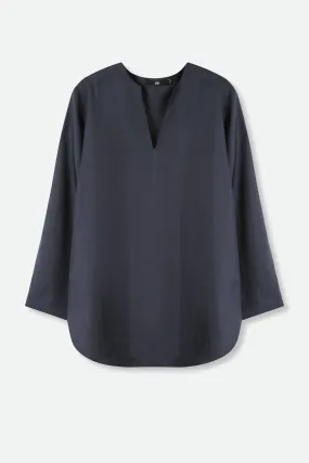 MARAKESH SILK TWILL SHIRT IN NAVY