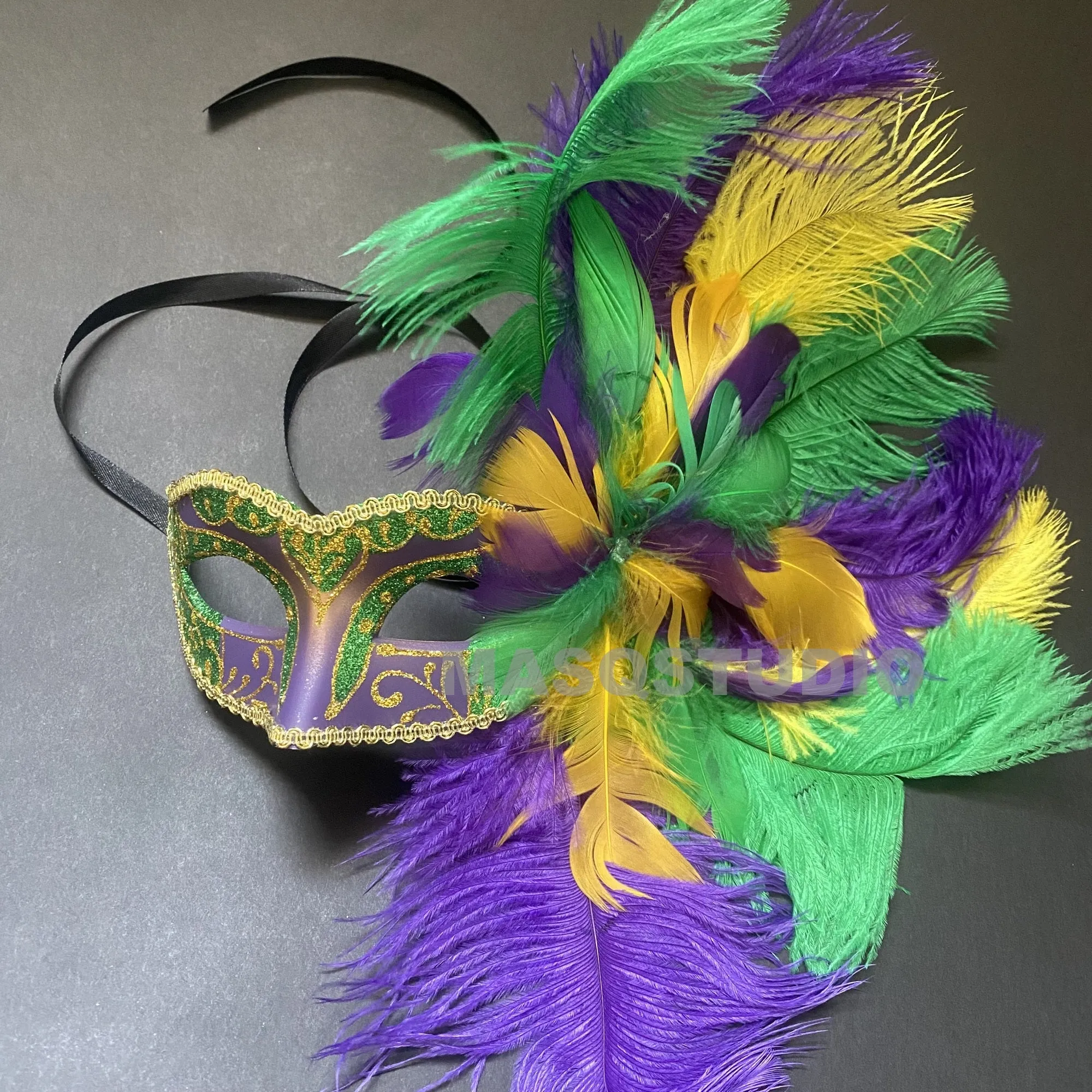 Mardi Gras Feather Mask Costume Carnival dress up Parade Birthday Dance Prom Eye Wear