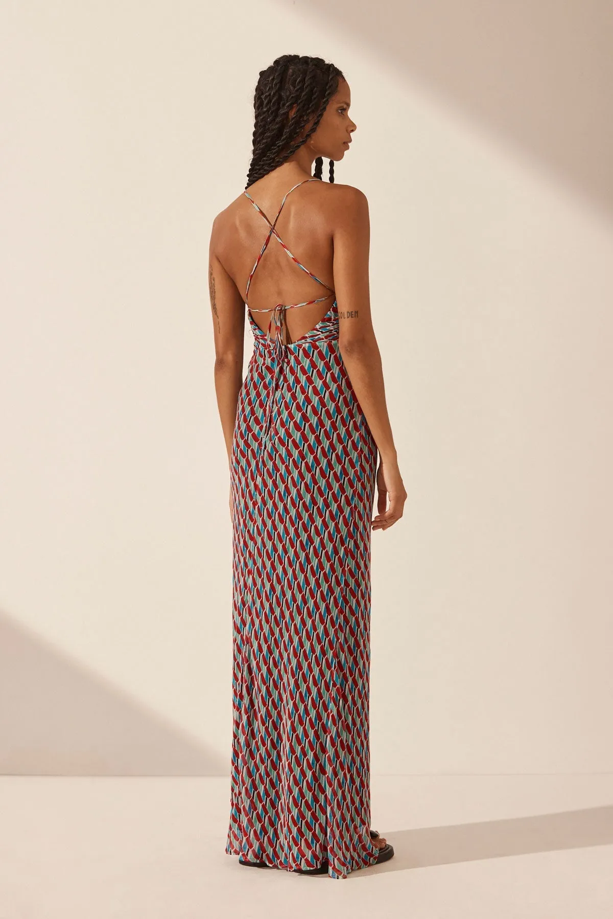 MARIBEL LACE BACK BIAS MAXI DRESS