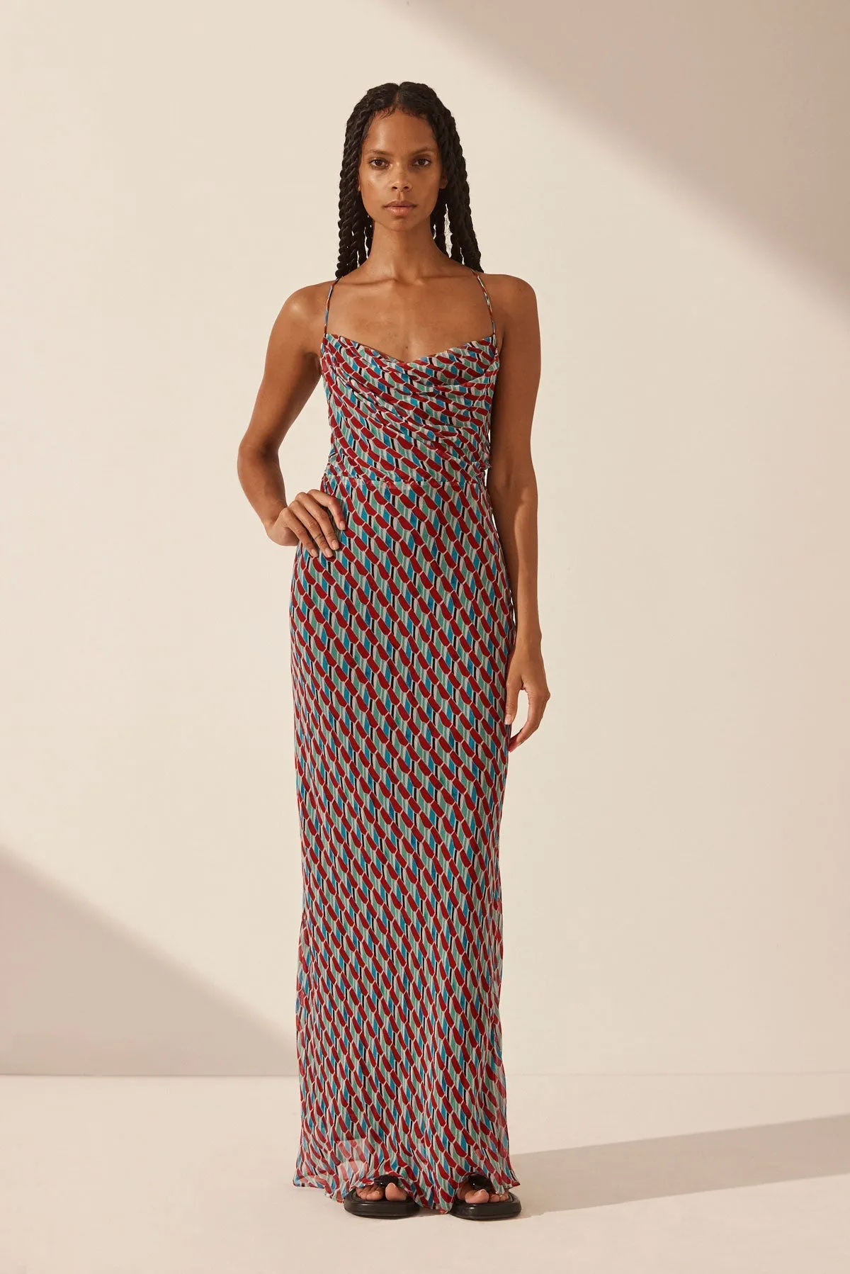 MARIBEL LACE BACK BIAS MAXI DRESS