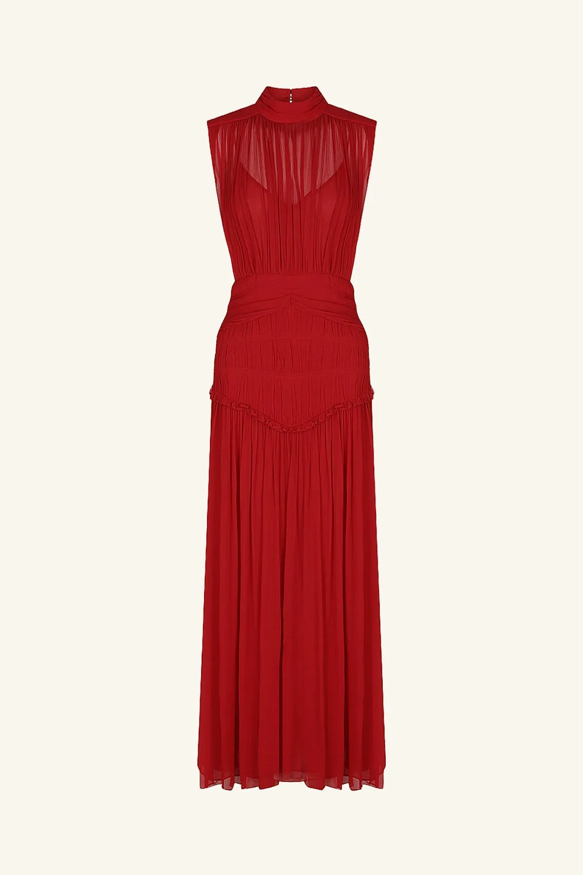 MARQUIS HIGH NECK MIDI DRESS - ROMA RED