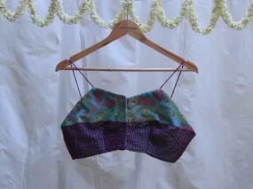 Mauve purple and mint green, cotton and Karnataka silk, Hand embroidery bralette