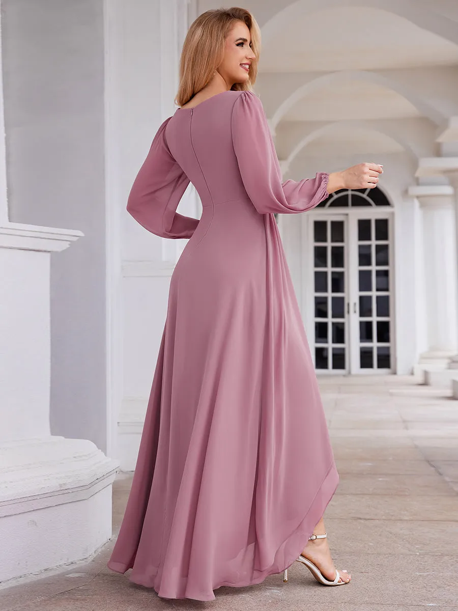 Maxi Long Chiffon Evening Dresses With Long Sleeves