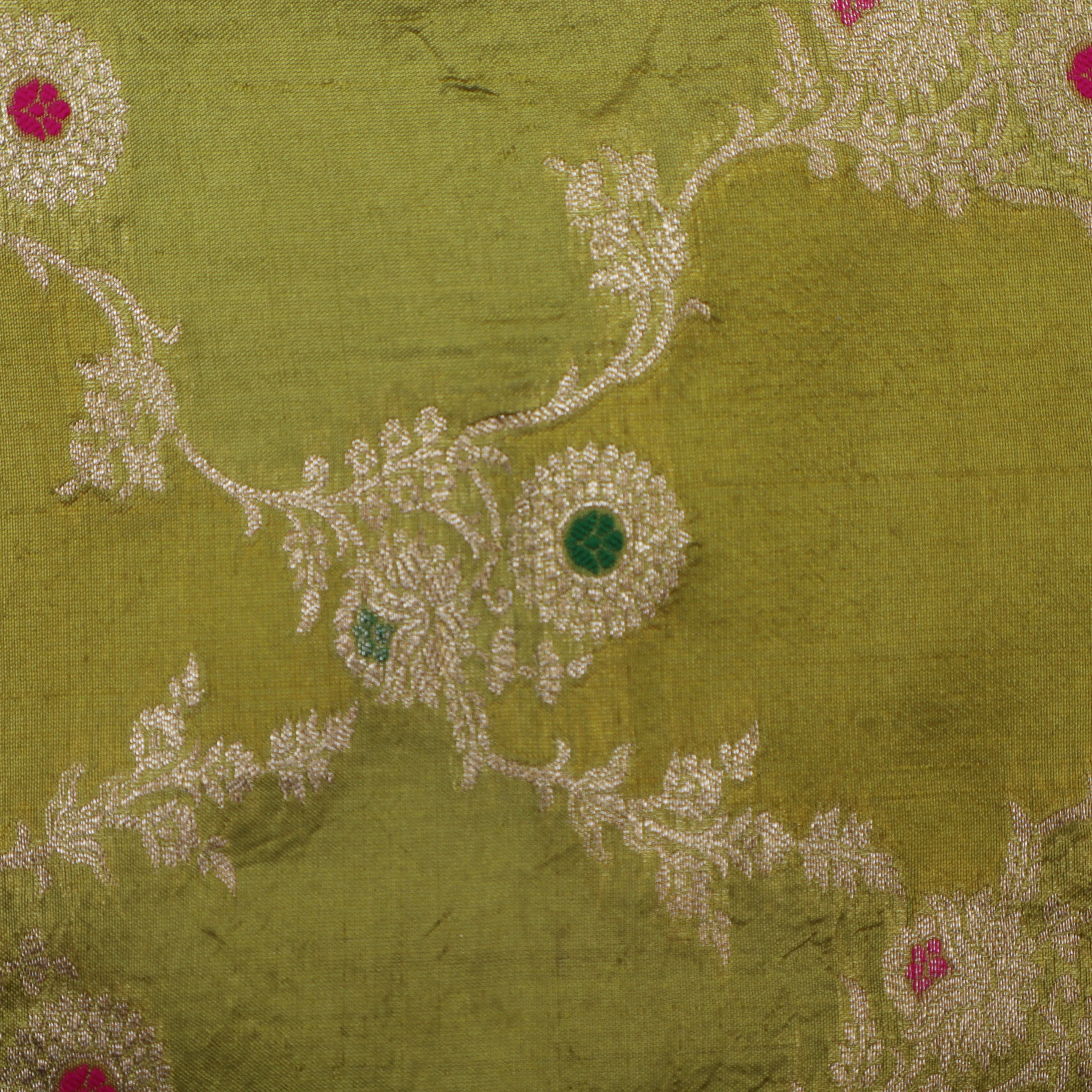 Mehndi  Green Color Brocade Fabric