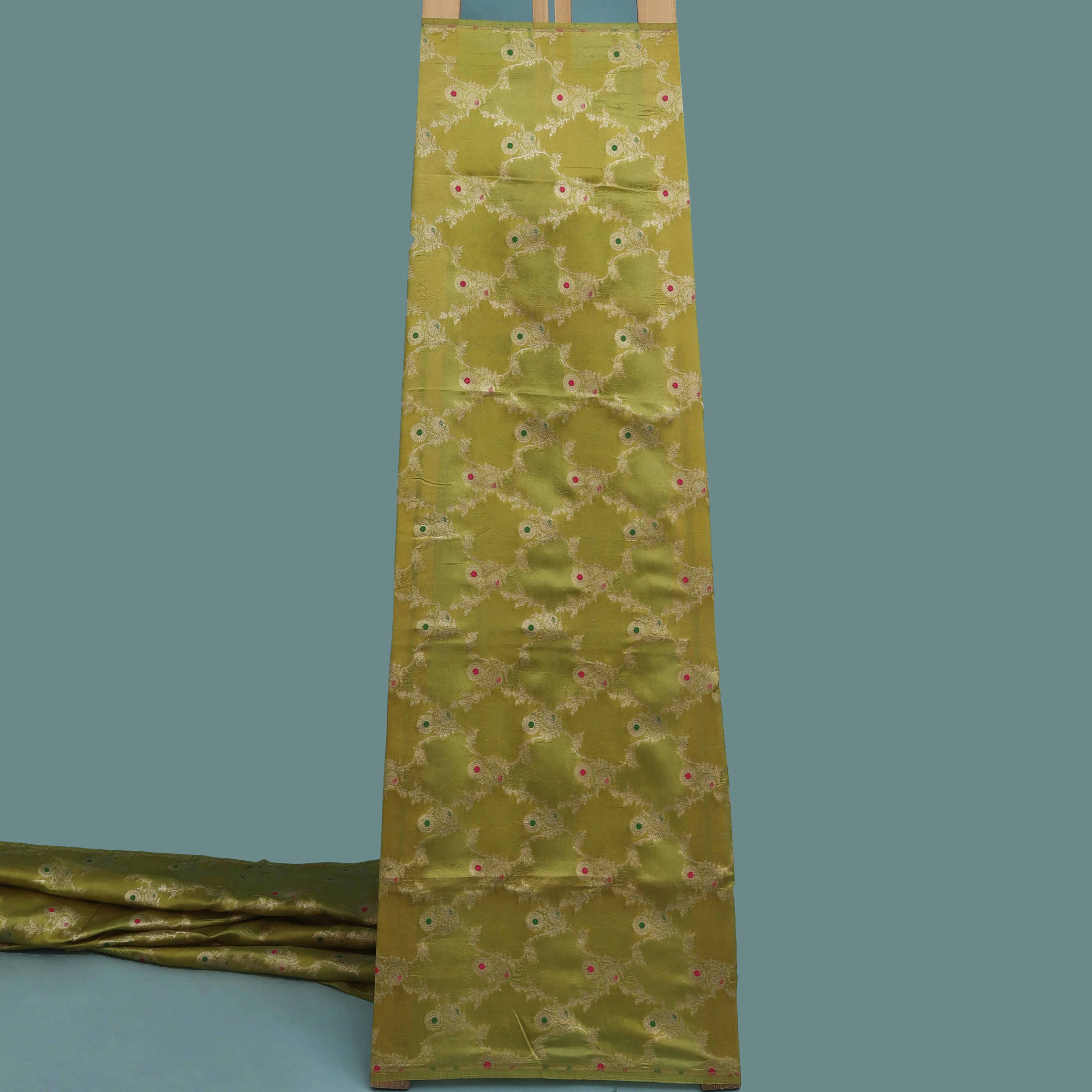 Mehndi  Green Color Brocade Fabric