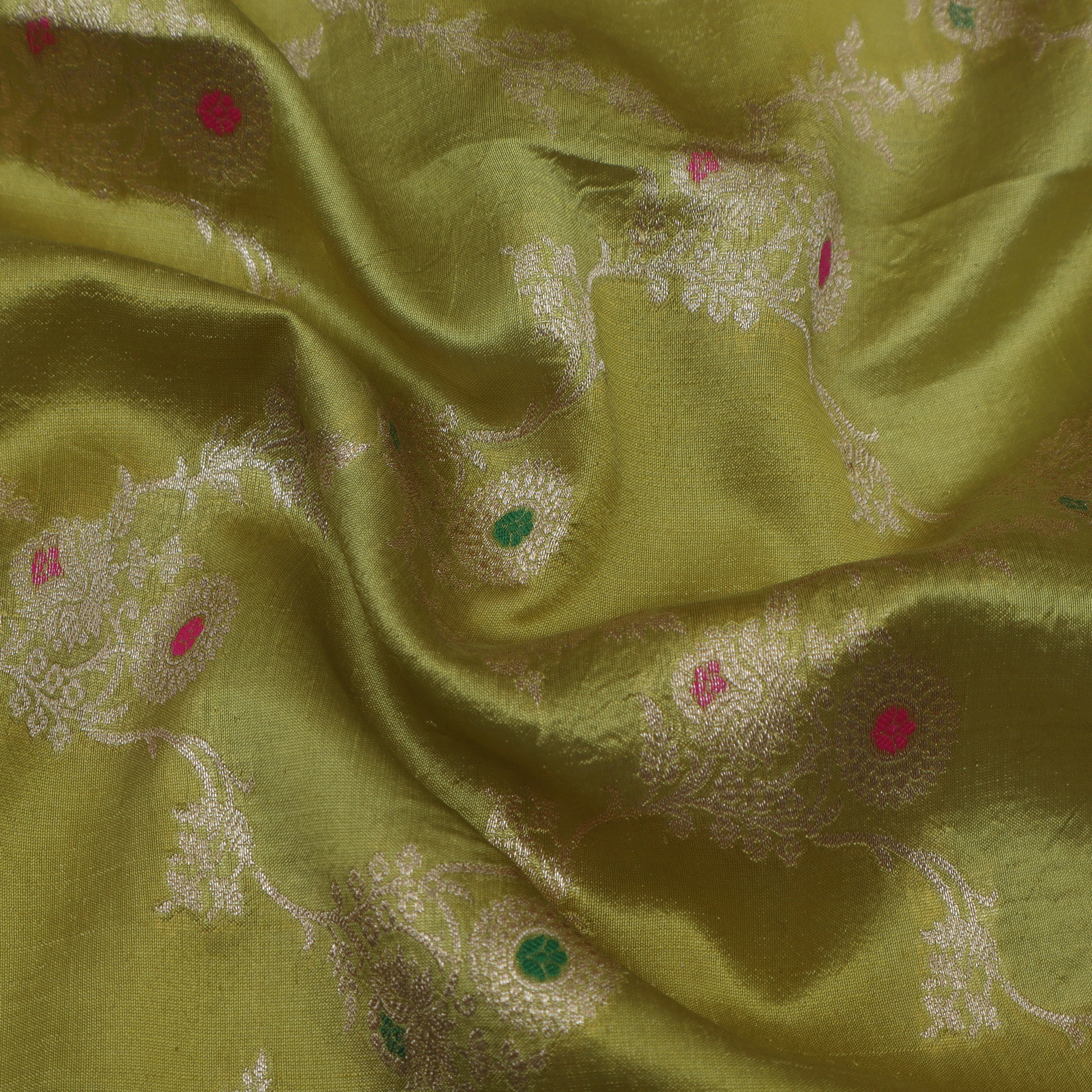 Mehndi  Green Color Brocade Fabric